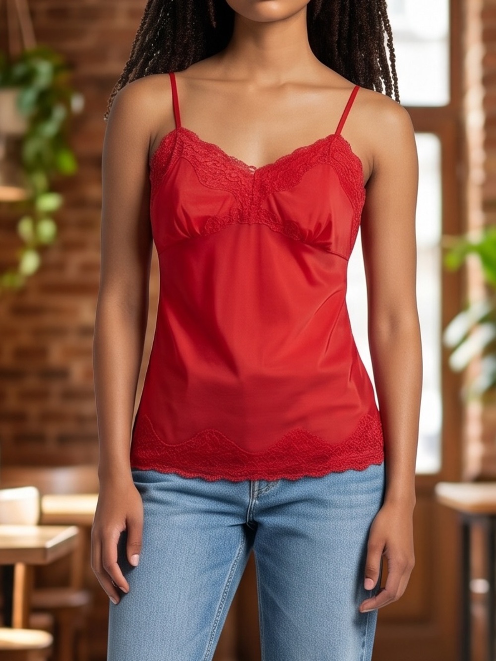 Vintage Express Design Studio Women’s Red Cami, Small
